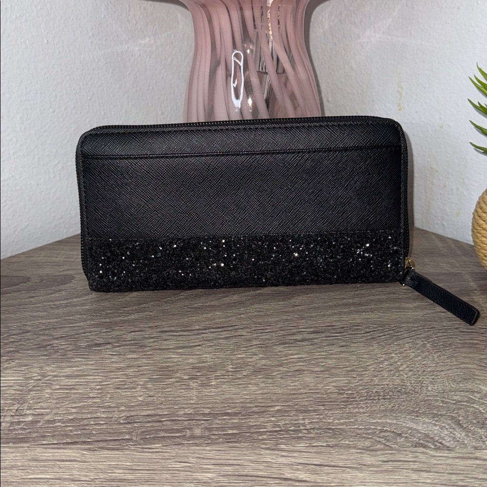 Kate Spade Black Glitter Zip Wallet - Picture 4 of 16